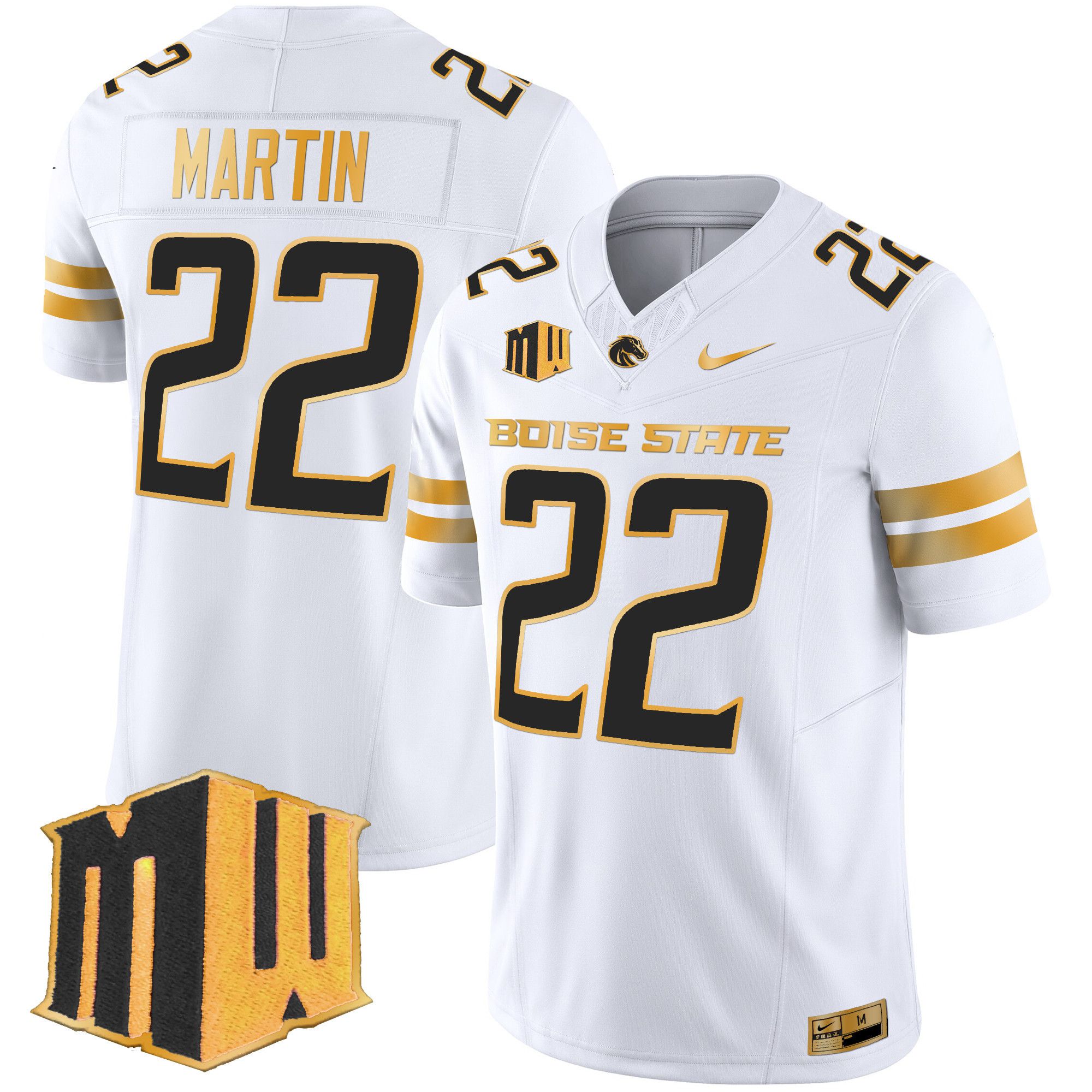 Men Boise State Broncos #22 Martin White Nike 2024 Gold Vapor Limited NCAA Jersey